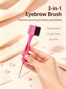 2/3 Pcs Professional Dual-Ended Edge Control Brush & Steel Pin Tail Comb, 2-In-1 Eyebrow Brush Hair Styling Tool, Precision Sectioning For Braiding, Portable For Home Salon Travel On-The-Go Touch Ups - Multicolor - View 5