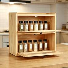 Double Layer Wooden Bread Bin Large Bread Storage Box With Acrylic Front Door - View 8