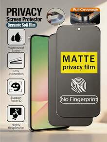 2PCS Matte Privacy Anti Peeping Ceramic Film Screen Protector Soft Film Compatible With Samsung Galaxy S26 S25 Compatible With Xiaomi 17 15C A7 Anti-Fingerprint, Scratch-Resistant, Bubble-Free Insctallation Privacy Protection [International Version, Non Local Version] - Black - View 41