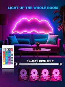 1/2/3/4/5m 柔性 RGB LED 霓虹燈條,附遙控調光,USB 供電,適用於萬聖節與派對裝飾、廚房氛圍燈、電視背景燈、直播化妝鏡、浴室鏡前補光燈條 - 彩色 - 查看 7