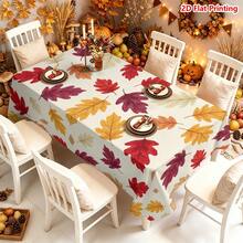 1/2pcs Autumn Tablecloth, Autumn Maple Leaf Watercolor Style Polyester Tablecloth Suitable For Dining Table, Kitchen, Coffee Table, Picnic, Camping, Country Farmhouse Decor, Holiday Tabletop Protection, Multi-Scenario Universal - Multicolor - View 10