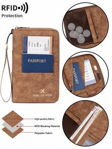 FOREVER MIYIN Cartera de viaje vintage con protección RFID para pasaporte, apta para múltiples pasaportes, con correa de muñeca, porta documentos, bolsillos para monedas y ranura para bolígrafo, accesorio esencial de viaje - Multicolor - Ver 6