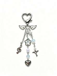 1pc Heart-Shaped Bag Keychain, Car Key Ring, Simple Unisex Bag Charm Pendant, Suitable As Gift For Best Friends, Colleagues, Couples, Birthday Gift - Multicolor - View 9