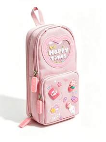 1pc Creative Expandable Glitter Pencil Case, Student Stationery Storage Bag, Cute Solid Color Pencil Box, Children's Gift, First Day Of School - Multicolor - View 15