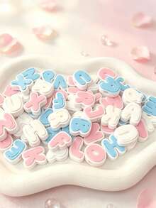 1pc 26 English Alphabet Dual-Color 3D Perforated Resin Beads, Handmade DIY Beading Accessories, Customizable Name Pet Collar Charms, DIY Name Bracelet Creative Jewelry Loose Bead Material - Multicolor - View 9