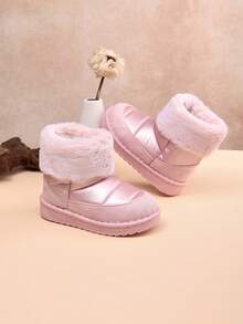 1 Pair Kids Snow Boots Thermal Lined Warm Ankle Boots For Girls - Pink - View 6