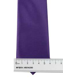 ZLQ&GOU 3 PCS Purple Tie, Pocket Square And Bow Tie Set, Polyester Jacquard Solid Color, Suitable For Wedding, Business And Banquet Wear - Purple - View 4