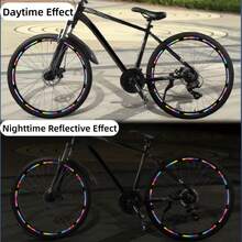 10/20pcs Self-Adhesive Bicycle Spoke Reflective Stickers, High Visibility Night Riding Safety Warning Tape, Rainbow Gradient & Solid Color Decorative Strips, Suitable For Bicycle, Balance Bike, Mountain Bike Helmet DIY Decoration - Multicolor - View 4