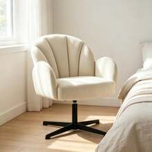 Drehbarer Sessel Mit Muschelform,Akzentstuhl,Moderner Lounge-Sessel,Design-Drehsessel(Nur Mit 1pcs Drehsessel) - 黑色 - 查看 6