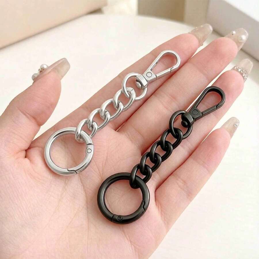 2pcs Metal Keychain With Chain & Lobster Clasp – Key Ring For Keys, Bags, Purses, Car Keys, Women's Keychain - Multicolor - View 1