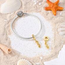 1 Peça Pingente de Pulseira Banhado a Ouro 18K com Fênix Brilhante, Urso, Tartaruga, Flor e Coração para Fabricação de Joias DIY, Escolha Ideal para Presente de Joias para Mulheres - Dourado - Visão 5