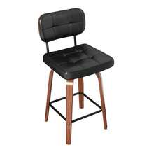 Bar Stool Curve - Swivel Stool With PU Cushion, Curved Wood Backrest And Metal Frame, 360° Swivel, Set Of 2 - Black + Foam + Iron + Metal & Wood - View 10