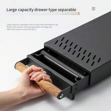 Star Map Thickened Stainless Steel Drawer Silent Knock Box Pull Out Wood Handle Espresso Coffee Ground Container Bar Cafe Accessory - Black - View 3