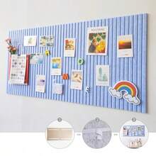 1pc Large Bohemian Style Vertical Striped Felt Photo Wall & Bulletin Board, Self-Adhesive, Suitable For Home, School, Office Decoration, -Shape Design, Suitable For -Room Photo Display, No Drilling Installation, Dorm Room Decoration Picture Message Board - Multicolor - View 7