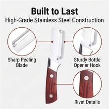 2Pcs Multi-Functional Fruit Vegetable Peeler Set, Rust-Proof Stainless Steel Peeling Tool, Non-Slip Handle Skin Remover, Kitchen Gadget With Bottle Opener & 3 Replaceable Blades For Potato Carrot Cucumber Home Kitchen Use - Multicolor - View 7