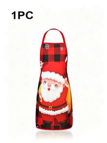 4 Pcs Christmas Buffalo Plaid Character Print Apron Set, Santa Snowman Reindeer Gingerbread Pattern Kitchen Cooking Baking Aprons For Holiday Party Home Decoration - Multicolor - View 11