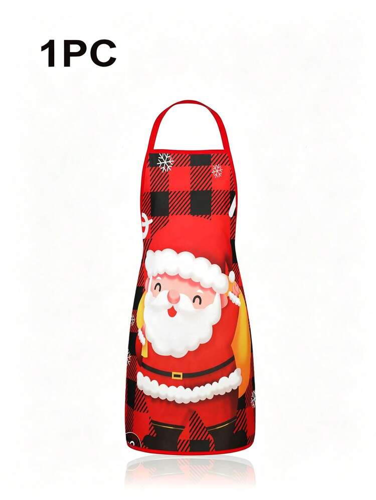 4 Pcs Christmas Buffalo Plaid Character Print Apron Set, Santa Snowman Reindeer Gingerbread Pattern Kitchen Cooking Baking Aprons For Holiday Party Home Decoration - Multicolor - View 11