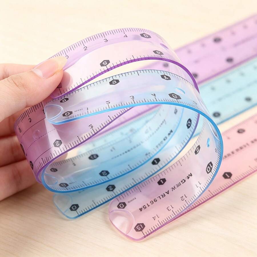 30/20/15cm Ruler, Super Soft, Flexible Soft Ruler, Transparent Ruler, Measuring Ruler, Straight Ruler, Student Ruler, Suitable For Measuring Length, Stationery, School, Classroom, Office, Teacher, Student, Teacher Supplies, Back To School, School Essential Supplies, Suitable For Back To School Season/Back To School Season, Birthday Gift, Teacher's Day Gift, Thanksgiving Gift, Christmas Gift, Halloween Gift, Easter Gift, New Year Multi-Holiday Gift - Multicolor - View 1