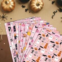 6 Sheets Halloween Wrapping Paper, 12 Different Designs - Skull/Ghost/Pumpkin/Bat Patterns, Suitable For Halloween, Holiday Party, DIY Halloween Party Gift Bags, Halloween Decoration - A - View 1