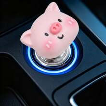 Indoor Decor Accessory, Elegant Flower-Shaped Button, Car Key Protective Cover, Cute Design, Car Engine Start/Stop Control Lever Protective Cover, Universal One-Touch Ignition Start Cover, Protects Nails - Piggy Starter Decoration - View 6