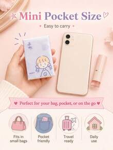 18 Packs/9 Packs Printed Soft Tissues, Cute Cartoon Pocket Tissues, Mini Portable Facial Tissues, Suitable For Travel, School, Office And Daily Use (Random Color Selection) - New C - View 2