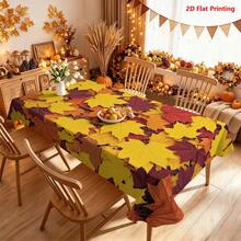 1/2pcs Autumn Tablecloth, Autumn Maple Leaf Pattern Polyester Fiber Tablecloth Suitable For Dining Table, Coffee Table, Kitchen, Picnic, Camping, Country Farmhouse Decor, Multi-Scene Tabletop Protection And Holiday Atmosphere Creation, Yellow Orange Red Purple Gradient Fallen Leaf Texture Natural Warm Style - Multicolor - View 15