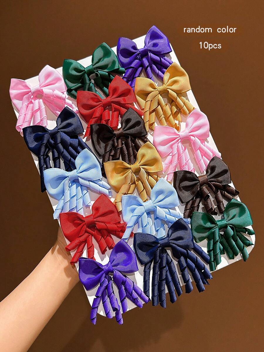 10pcs Random Color Bow Hair Clips Sweet Style Hair Accessories Suitable For Daily Wear