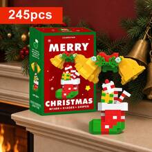 Santa Claus Design Building Block Set, Christmas Theme Building Block Decoration, Mini Building Block Figures, DIY Christmas Stocking Fillers, Christmas New Year Birthday Gifts, Party Favors - Multicolor - View 5