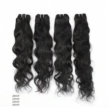 4 Bundles Natural Wavy Hair, 100% Human Hair, Natural Color, Peruvian Virgin Hair, Women's Hair Extensions - Black - View 17
