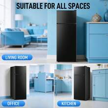 WANAI Mini Fridge With Freezer 3.0 Cu.Ft Dual Door Small Refrigerator For Dorm Bedroom,Black - US B Type Plug(110-127V) - View 2