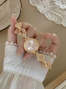 1pc Women's Quartz Watch Bead Style Fashionable And Exquisite Temperament Suitable For Daily Matching Birthday/Graduation Gifts Casual Gatherings - Gold - View 4