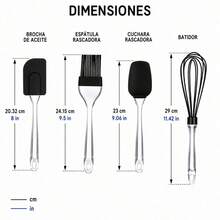 3-Piece Baking Set With Silicone Spatula, Pastry Brush And Whisk, Kitchen Utensils With Transparent PS Plastic Handle For Baking And Cooking - 無色 - 查看 4