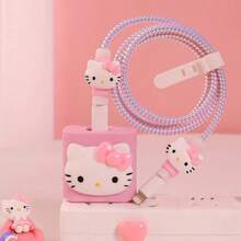 [Resmi] 1 Set Pelindung Kabel Charger dan Data DIY Sanrio Hello Kitty - Kualitas Tinggi, Desain Tanpa Baterai, Kompatibel dengan Adaptor 18W/20W, Cocok untuk Semua Orang - Beraneka warna - View 16