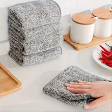 10pcs/Set Handuk Dapur Serat Arang Bambu Daya Serap Tinggi - Cepat Kering, Tahan Minyak, Kain Pembersih yang Dapat Dicuci untuk Piring, Peralatan Dapur, dan Perlengkapan Dapur - Grey - View 7
