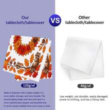 1/2pcs Autumn Tablecloth, Autumn Theme Polyester Tablecloth With Orange Red Maple Leaf, Pumpkin, Squirrel, Wreath Pattern, Suitable For Dining Table, Coffee Table, Kitchen, Picnic, Camping, Country Farmhouse Decor, Holiday Tabletop Decoration And Protection - Multicolor - View 8