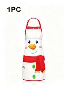 4 Pcs Christmas Cartoon Character Print Apron Set, Penguin Santa Snowman Elf Pattern Kitchen Cooking Baking Aprons For Holiday Party Home Decoration - Multicolor - View 6