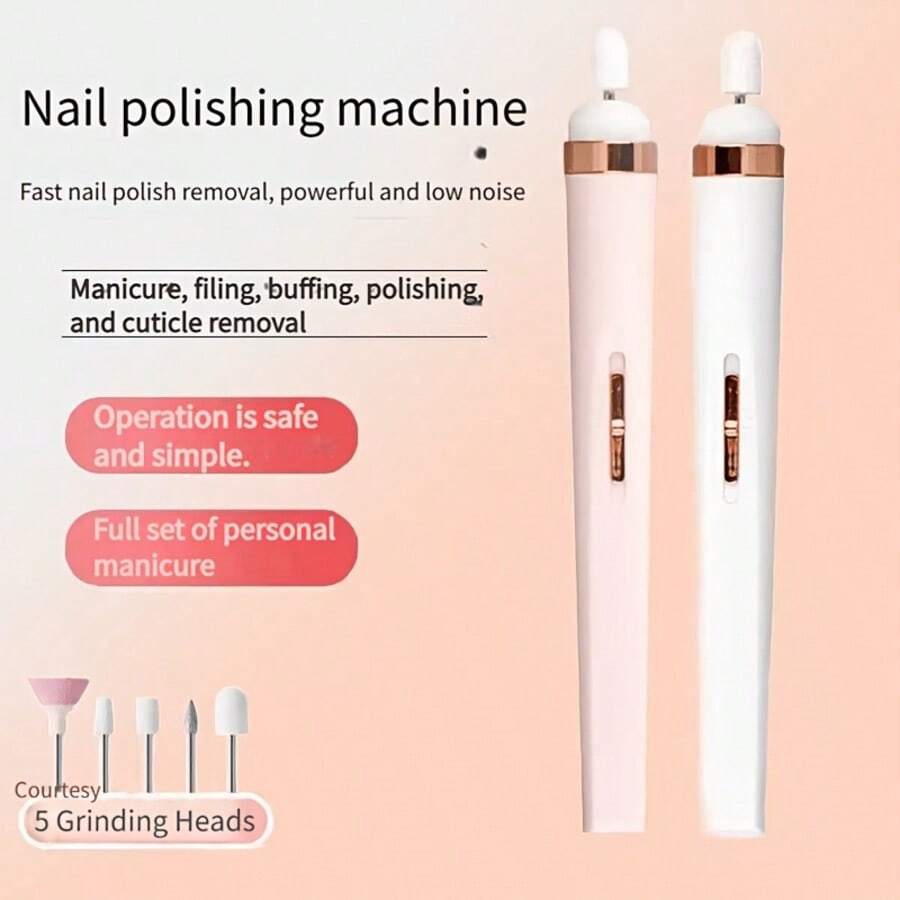 Portable Electric Nail File, 5 Drill Bits, USB Rechargeable, LED Light, Adjustable Speed, Manicure And Nail Care Set