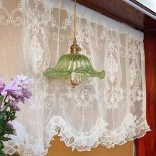 1pc Classical Jacquard Lace Sheer Curtain With Decorative Valance, Machine Washable Embroidered Floral Pattern, Rod Pocket Curtain Divider, Suitable For Living Room And Home Decor, Window Decoration, Unlined Pastoral Style Window Treatment, Pearl Lace Trim, Short Curtain - Multicolor - View 11