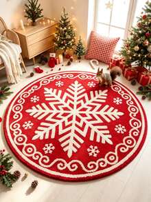 1pc Christmas Classic Color Snowflake Decor Rug, Sweet Cool Style Butterfly Rug, Living Room Small Rug, Bedroom Rug, Living Room Home Decor, Outdoor Rug, Washable Rug - Multicolor - View 3