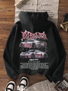Pakaian Perjalanan Bandara Musim Gugur Terbaru untuk Wanita: Kaos Sweatshirt Hitam dengan Slogan Balap - Hitam - View 3