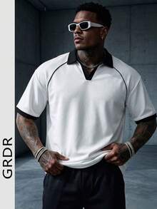 GRDR Men's Fashion Short Sleeve Casual Commute Polo Shirt - White - View 5