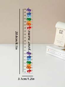 Personalized Custom Name Transparent Ruler, Can Be Engraved With Your Name/Text, Suitable For School, Office, Durable And Lightweight, Perfect Gift For Students, Teachers, Graduation, Birthday, Back To School Season - Multicolor - View 3