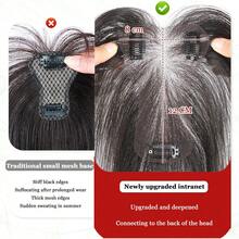 12Inch Clip‑In Synthetic Hair Topper For Women, Invisible Arc Top Hair Piece, Straight Wig Piece For Thinning Hair, Add Volume, Cover Grey Hair, Breathable Borderless Net Base - Multicolor - View 10