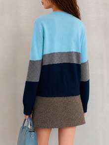 Cardigan Rajut Leher Bulat Minimalis Elegan Kasual Musim Gugur untuk Wanita - MultiWarna - View 2