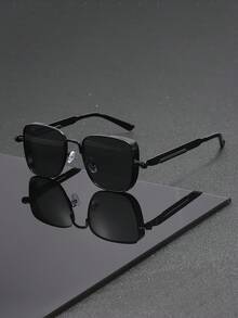 1 Pair Men's Fashion Geometric Pattern Sunglasses, Perfect Blend Of Modern Style And Vintage Charm, Suitable For Vacation, Driving, Outdoor Sports, Daily Wear, Party, Fits All Face Shapes - Multicolor - View 3