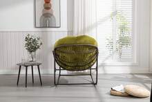 Outdoor Rattan Rocking Chair,Padded Cushion Rocker Recliner Chair Outdoor For Front Porch, Living Room, Patio, Garden, Olive Green - A - 查看 4