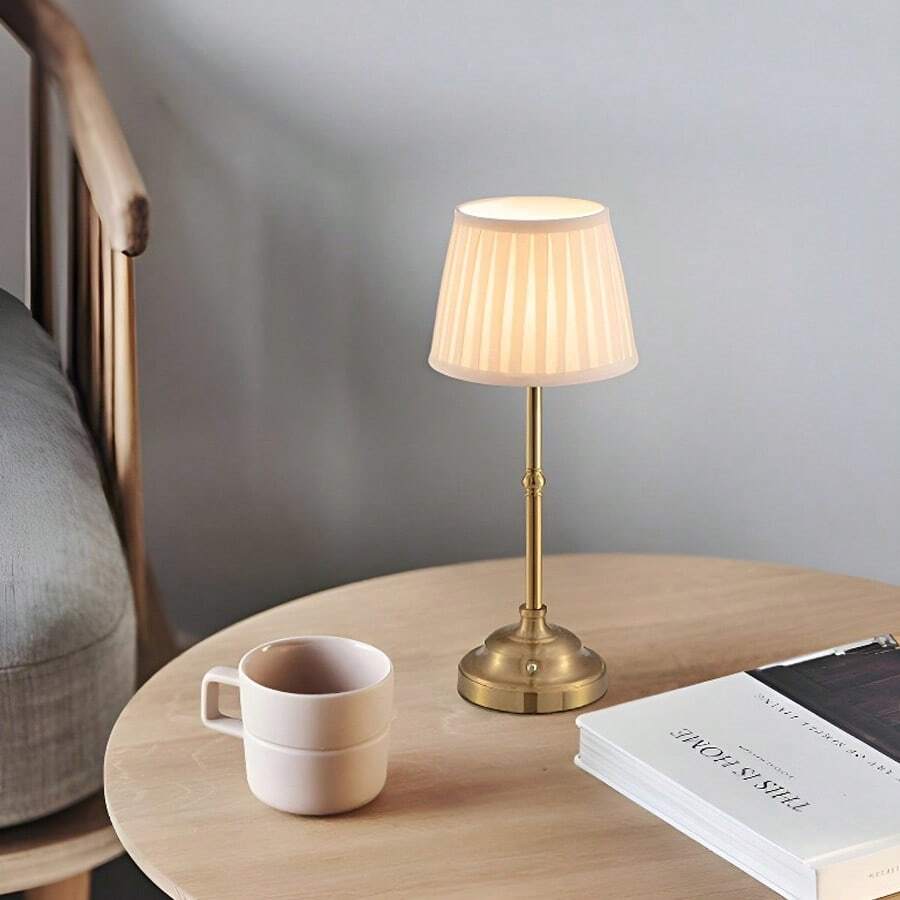 1PC Vintage Art Table Lamp With Fabric Lampshade - Touch Control, Dimmable Metal Bedside Lamp, Suitable For Living Room, Study And Home Decor - Fabric Metal Table Lamp - View 1