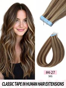 Real Human Hair Seamless Invisible Hair Extensions - Multicolor - View 47