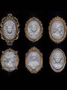 2pcs Retro Picture Frame Gem Baroque Shell Carving Floral Roman Portrait 3D Relief Nail Art High Transparent Silicone Nail Mold With Silicone Pen - Army Green - View 5