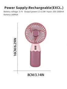 AOYI 1 pieza Ventilador portátil de mano operado con batería, de diseño electroplateado minimalista, incluye cable de carga USB y función de soporte para teléfono móvil - Multicolor - Ver 9